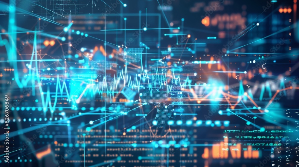 Global network of financial data and digital connections displayed on a futuristic interface, emphasizing technological advancements and worldwide finance Global network of financial data and digital connections displayed on a futuristic interface, emphasizing technological advancements and worldwide finance