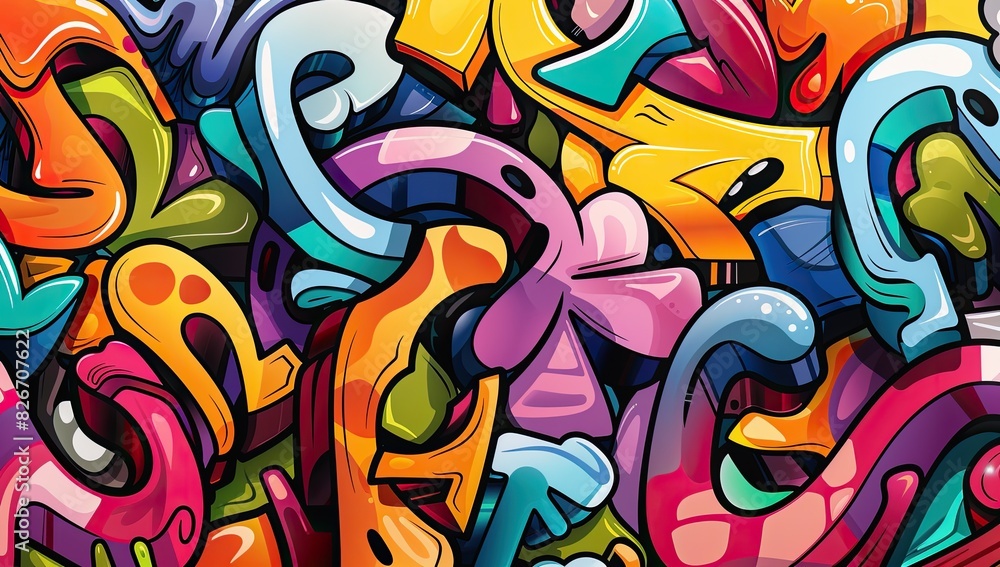 Abstract Characters and Shapes in Graffiti Style Abstract Characters and Shapes in Graffiti Style