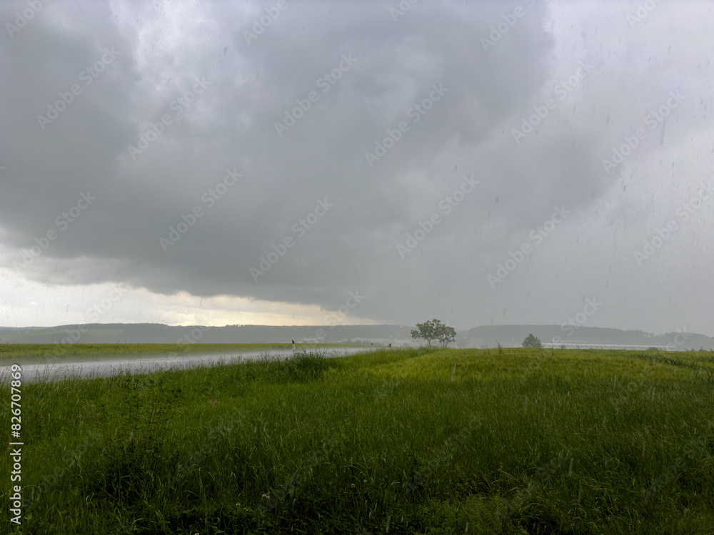 storm clouds over the field