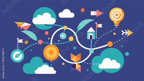 An artistic map of my dreams and aspirations drawn out with arrows and bubbles to depict the different paths and connections.. Vector illustration