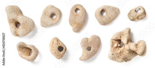 Obraz na plátně hag stones / hagstones, stones, rocks, or pebbles with natural holes, bright cre