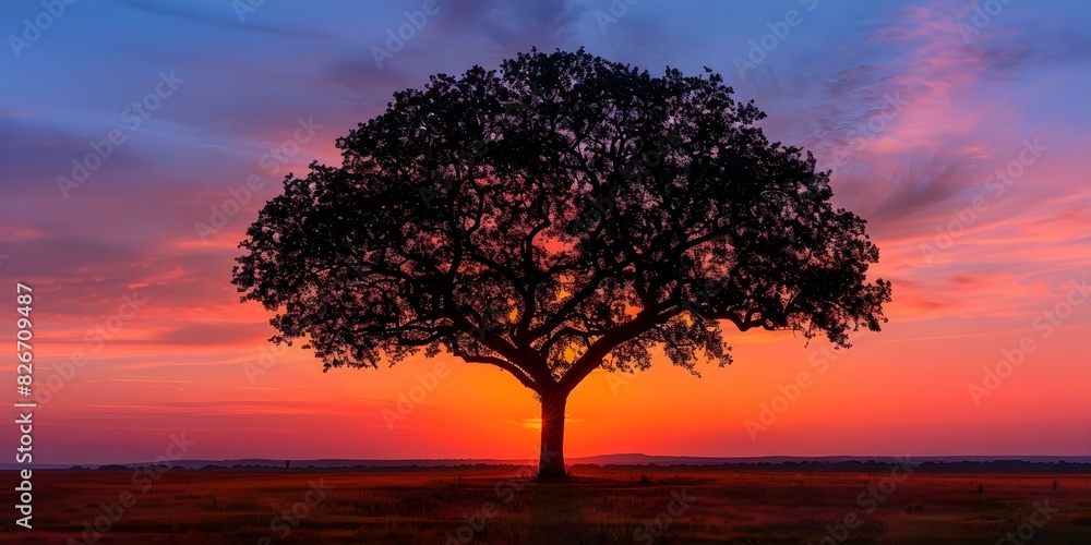 Tree's Silhouette Against a Colorful Sunset Sky. Concept Nature Photography, Sunset Silhouettes, Outdoor Scenery, Vibrant Colors, Tree Silhouettes Tree's Silhouette Against a Colorful Sunset Sky. Concept Nature Photography, Sunset Silhouettes, Outdoor Scenery, Vibrant Colors, Tree Silhouettes