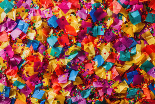 Colorful Confetti Celebration, Close-up vibrant confetti, Festive Event, free space