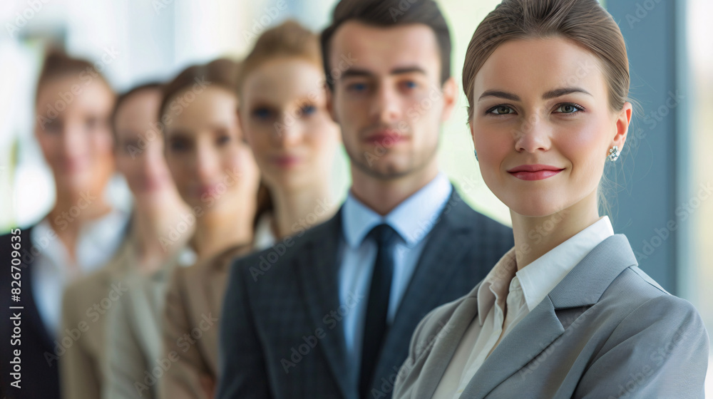 Confident businesswoman leading team. Portrait of a confident businesswoman leading her team in a modern office, showcasing teamwork and leadership. Confident businesswoman leading team. Portrait of a confident businesswoman leading her team in a modern office, showcasing teamwork and leadership.