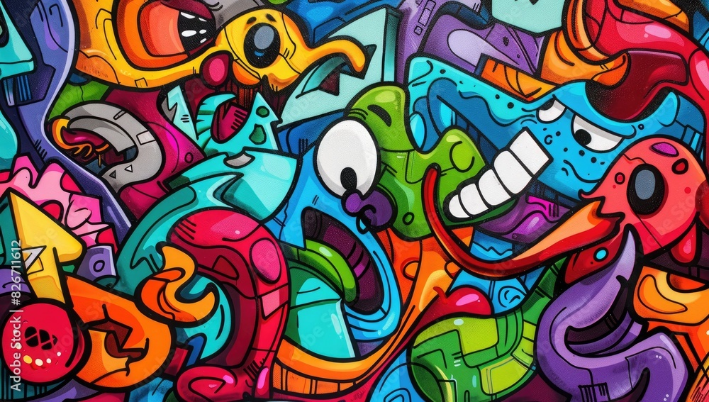 Fototapeta premium Abstract Characters and Shapes in Graffiti Style