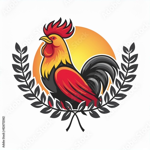 rooster mascot isolated on white background photo