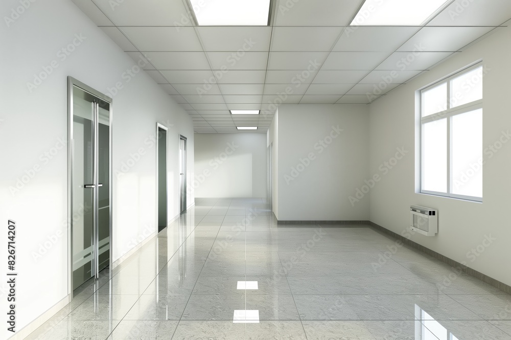 Contemporary Gallery Space with White Wall and Concrete Floor. 3D Render Mockup for Art Exhibitions and Presentations Contemporary Gallery Space with White Wall and Concrete Floor. 3D Render Mockup for Art Exhibitions and Presentations