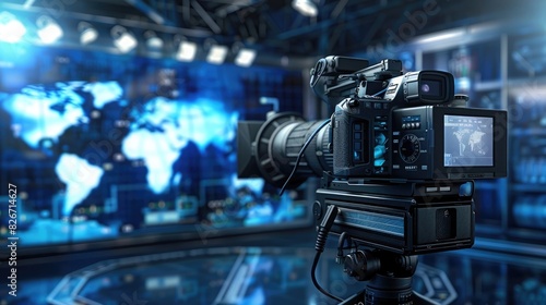 news studio video camera on a projector