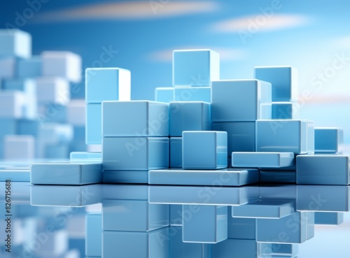Blue cubes with reflection ...