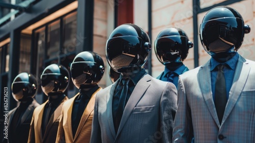 People wearing suit protection photo