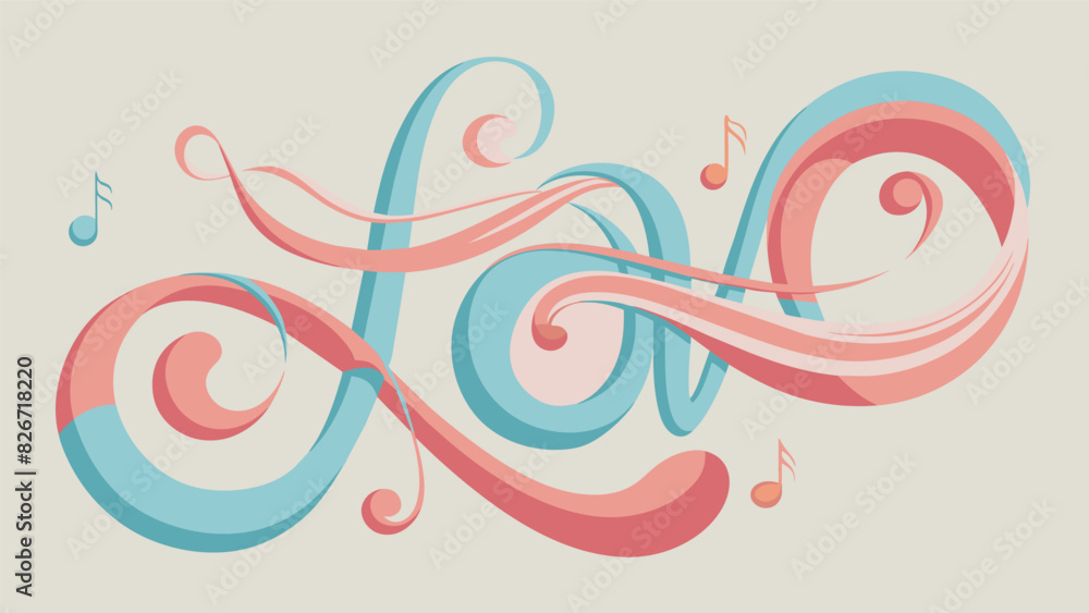 The soft sweetness of a classic love song mirrored in the gentle curves and swoops of calligraphic letters.. Vector illustration The soft sweetness of a classic love song mirrored in the gentle curves and swoops of calligraphic letters.. Vector illustration
