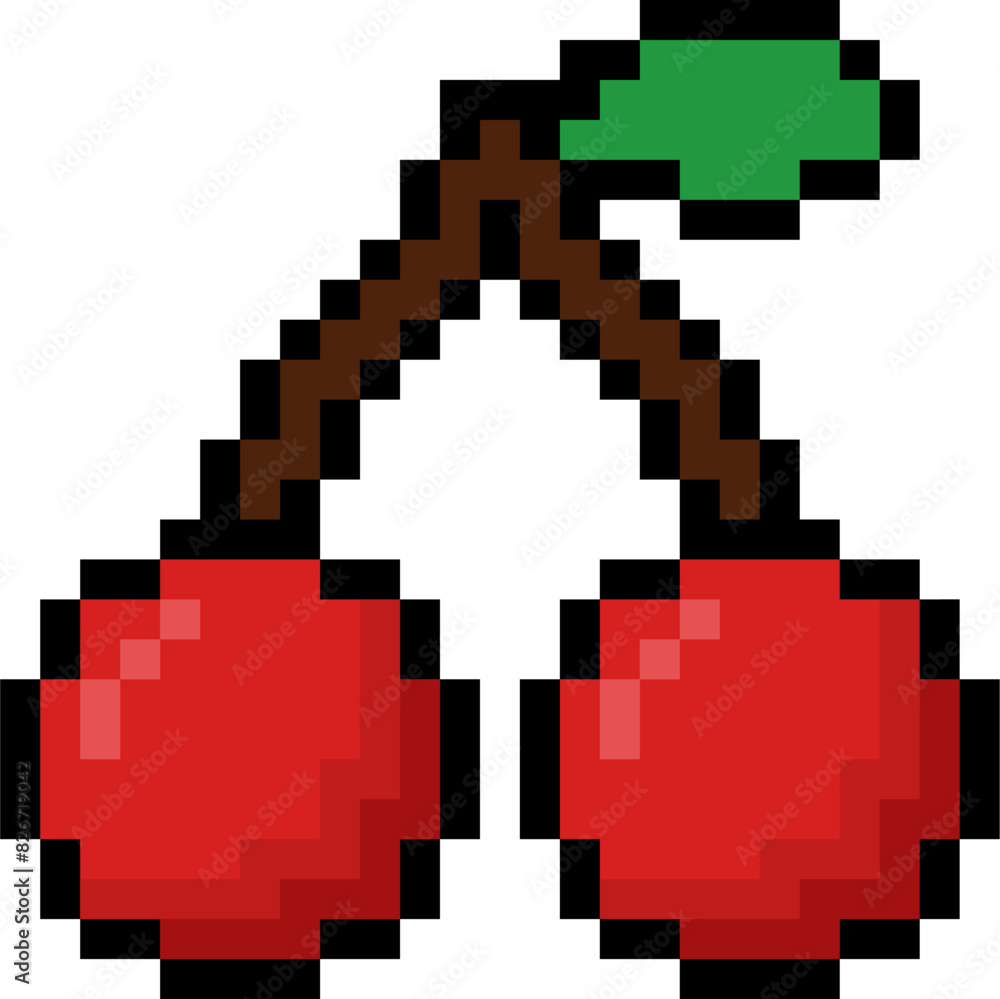 pixel style cherry fruit vector pixel style cherry fruit vector