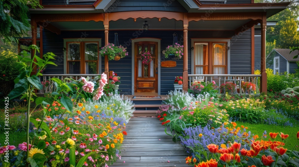 A house with a porch and a walkway leading to it