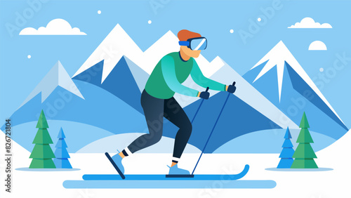 Whether youre a seasoned pro or a beginner the VR crosscountry skiing simulator offers a fun and challenging workout for all levels of fitness.. Vector illustration