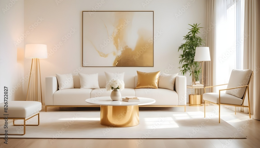 white and gold theme interior modern minimalism photo realism white and gold theme interior modern minimalism photo realism