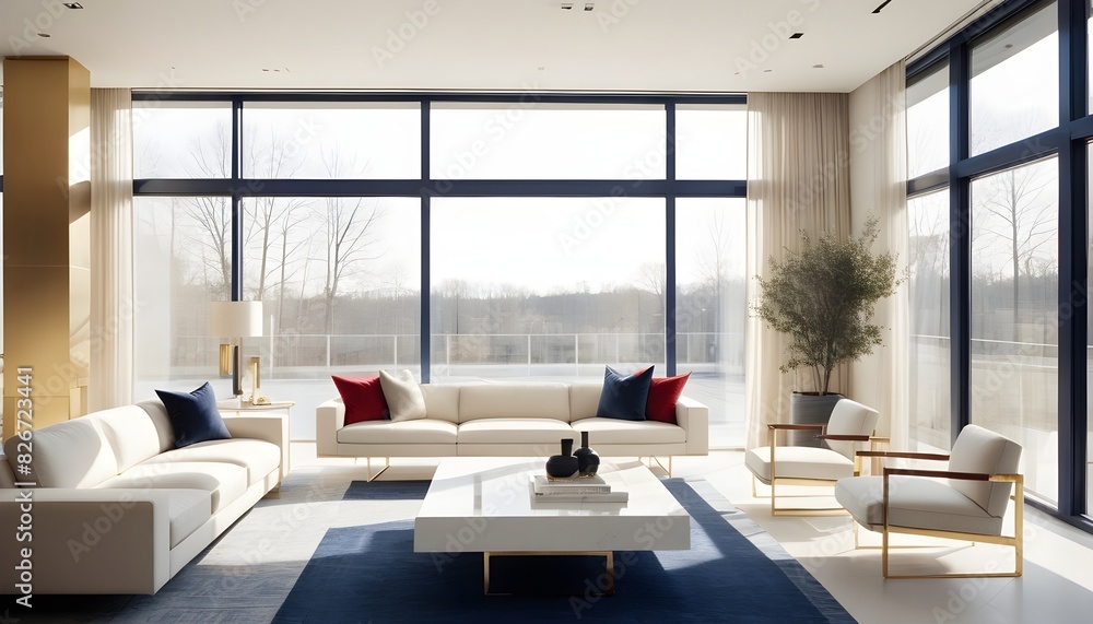 Fototapeta premium white and gold theme interior modern minimalism photo realism