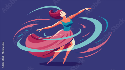 Spinning and twirling as if caught in a whirlwind the dancer sheds their inhibitions and embraces the freedom of expression.. Vector illustration