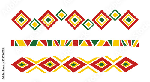 Juneteenth National Independence Day set african ethnic border line. Emancipation Day. African American celebrating. Black history month. Freedom day motif pattern line. Traditional geometric ornament