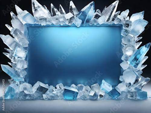 ice frame background and blank for placing products