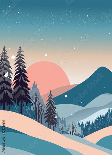 Paisaje invernal con nieve