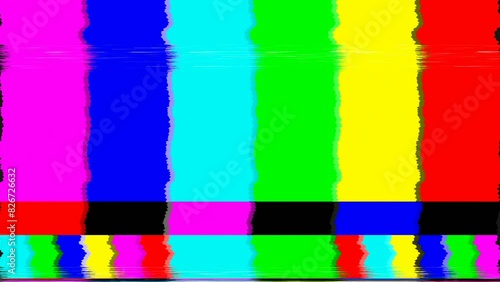 video transitions. TV loses signal, TV screen test, error screen