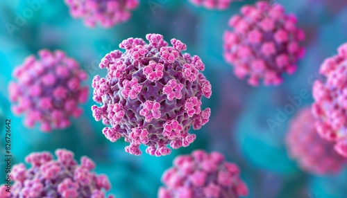 Human papilloma virus  plain blue color scientific background 