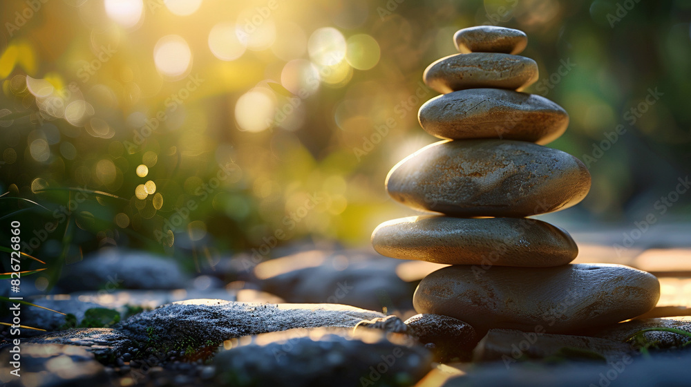 Fototapeta premium Harmony in Balance: Serenity of Stacked Stones