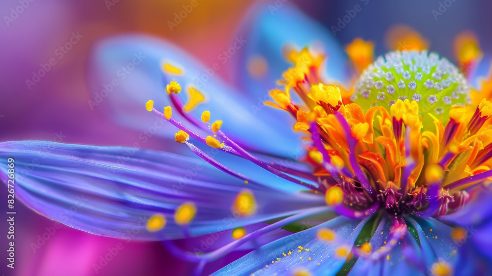 Fototapeta premium Extreme closeup of a beauty colorful flower with water drops