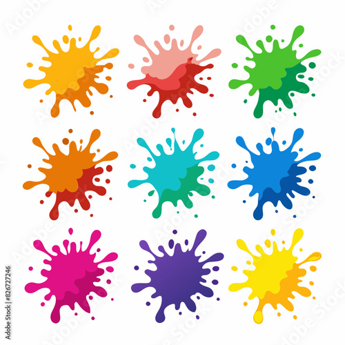 set of Multicolor powder explosion on White background   © IconicWave