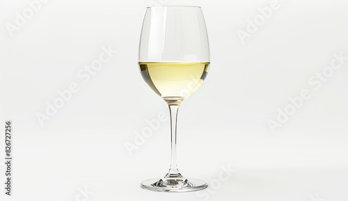 wine glass with white wine isolated on a white background