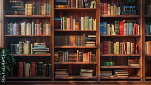 A bookshelf filled with industry-related books and magazines