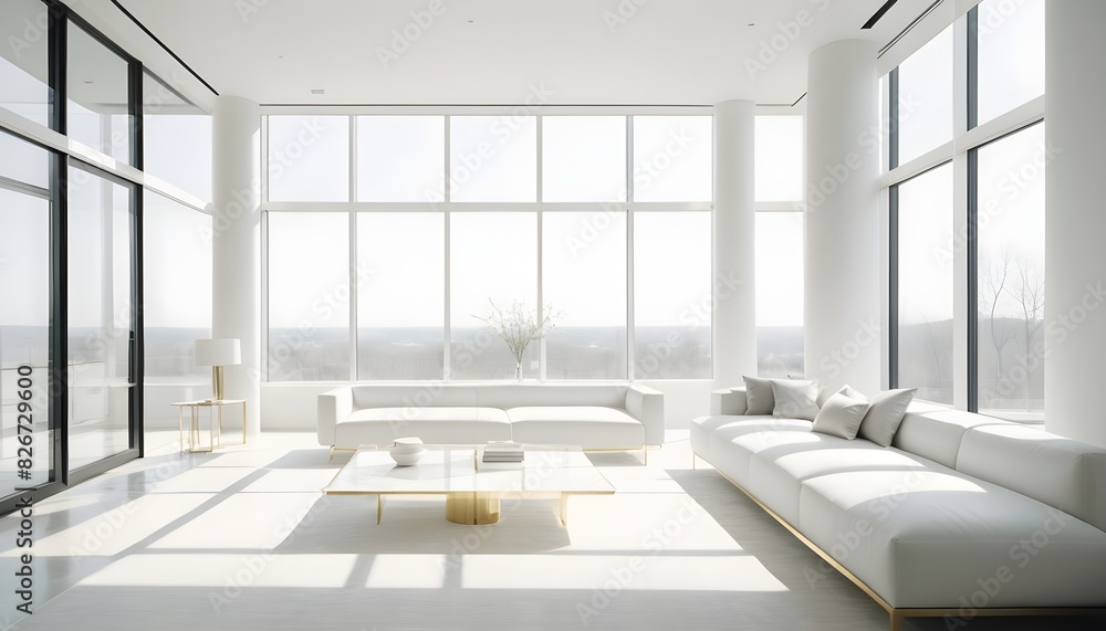 Fototapeta premium white and gold theme interior modern minimalism photo realism