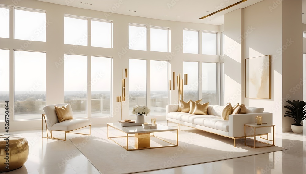 white and gold theme interior modern minimalism photo realism white and gold theme interior modern minimalism photo realism