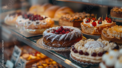 display case with baked goods in a bakery . close-up   © Kate Y