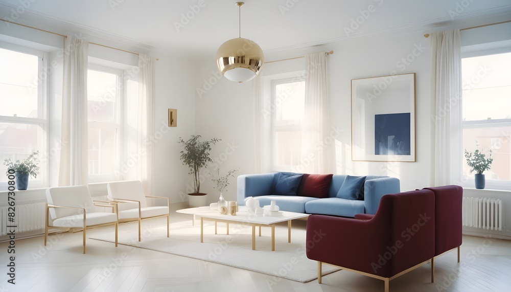 Fototapeta premium white and gold theme interior modern minimalism photo realism