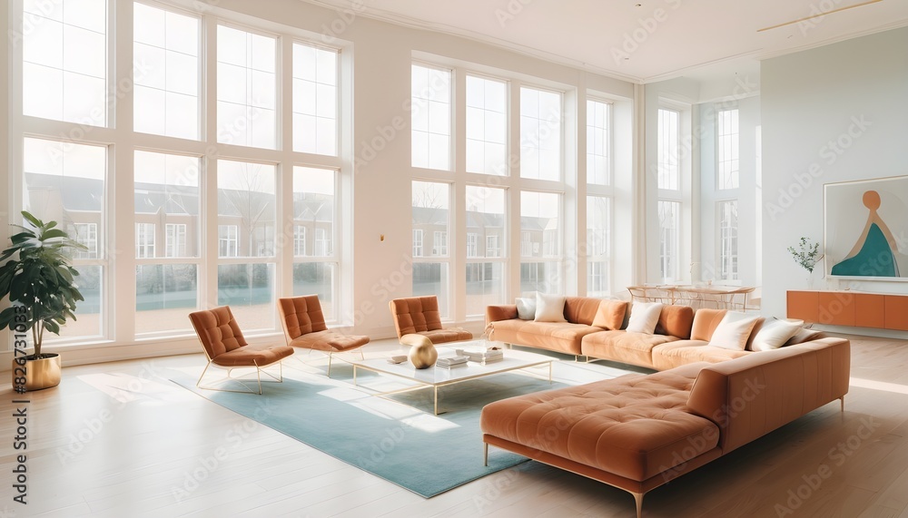 Fototapeta premium white and gold theme interior modern minimalism photo realism