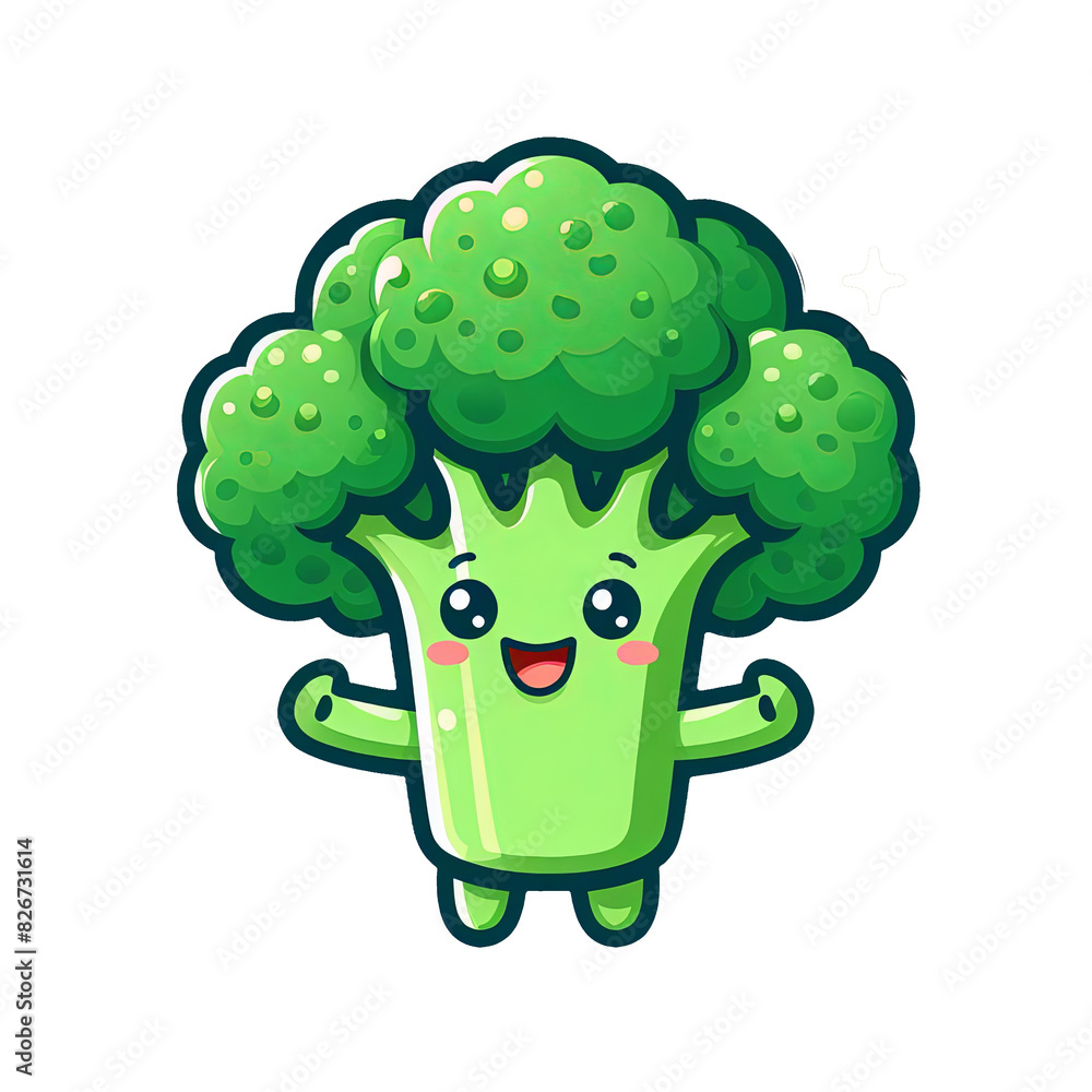cute broccoli mascot cartoon vector icon illustration food holiday icon isolated flat Generative AI cute broccoli mascot cartoon vector icon illustration food holiday icon isolated flat Generative AI