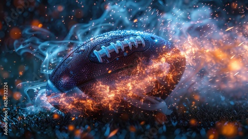 A football being thrown with a lightning trail in motion © 2D_Jungle