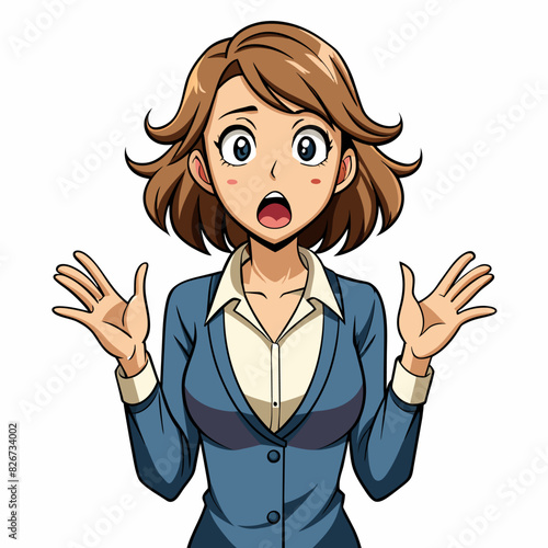 Vector illustration of dynamic communication: a woman in excitement desperately gesticulates, expressing her thoughts