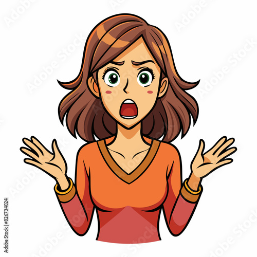 Intense Communication: A vector illustration of a woman excitedly saying something while gesturing frantically