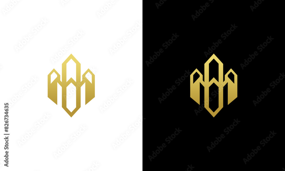 Fototapeta premium letter m abstract building gold color logo design vector