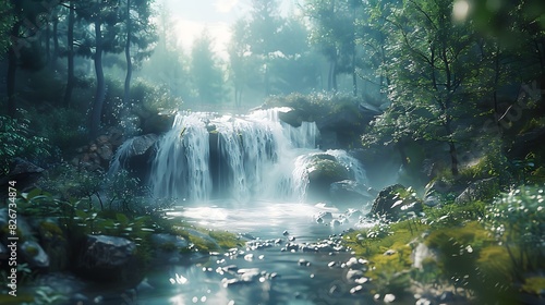 Natural beauty of a hidden waterfall deep in the forest