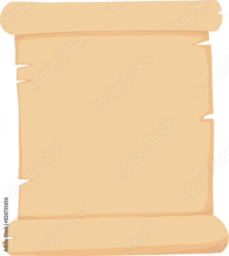 Cartoon ancient parchment scroll and old paper manuscript. Fantasy treasure map, diploma and letter. Historical vintage scroll vector. Papyrus for religious scripture, aged certificate