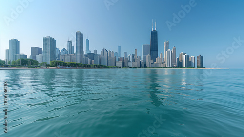 Panoramic Chicago City Skyline Urban View
