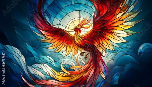 Stained glass phoenix