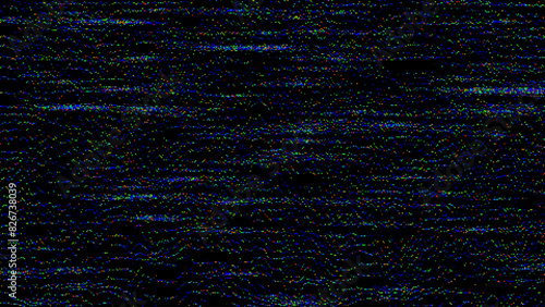 Retro Blue CCTV or VHS Video White Noise Background. Scanlines Vibration Glitch. Video Damage Overlay Texture. Vector Illustration.