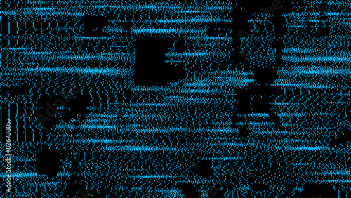 Retro Blue CCTV or VHS Video White Noise Background. Scanlines Vibration Glitch. Video Damage Overlay Texture. Vector Illustration.