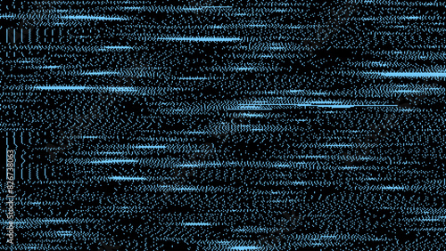 Retro Blue CCTV or VHS Video White Noise Background. Scanlines Vibration Glitch. Video Damage Overlay Texture. Vector Illustration.