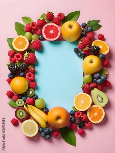 Fruits frame and blank for placing products