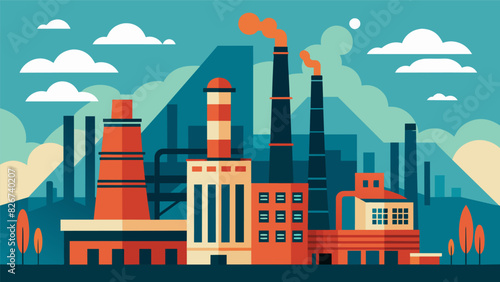 The coking plant is a beacon of modern industry its towering structures and constant activity a testament to human ingenuity and progress.. Vector illustration